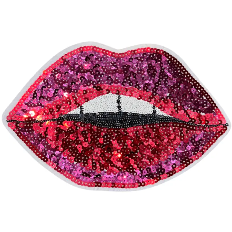 Extra-Large Mouth-Shaped Paillette Iron-On Patch 1