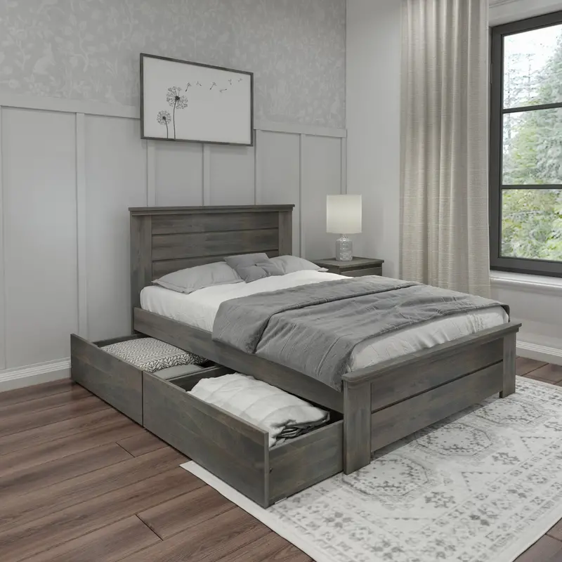 Farmhouse Full Panel Bed With Underbed Storage Drawers 1
