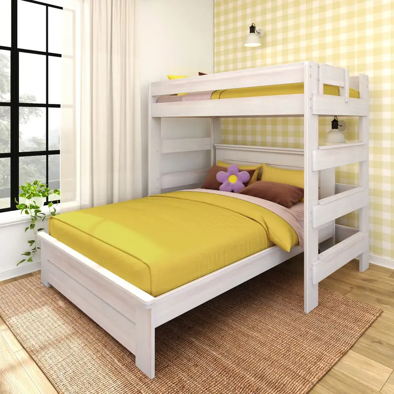 Farmhouse L-Shaped Bunk Bed: Twin Over Queen Panel Design 1