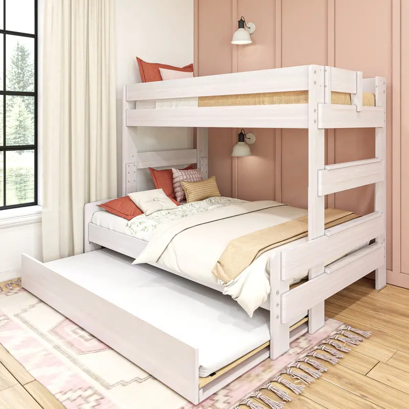 Farmhouse-Style Twin-Over-Full Bunk Bed With Built-In Trundle 1