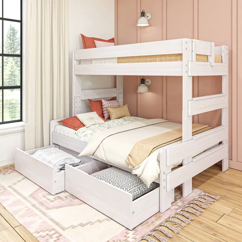 Farmhouse Twin-Over-Full Bunk Bed With Underbed Storage Drawers 1