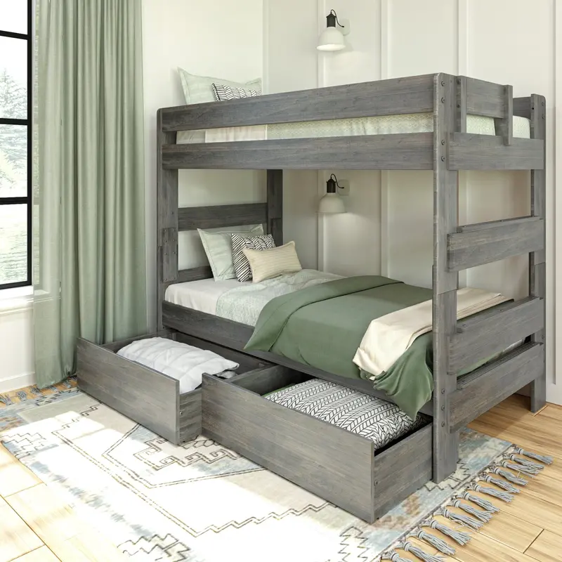 Farmhouse Twin-Over-Twin Bunk Bed With Storage Drawers 1