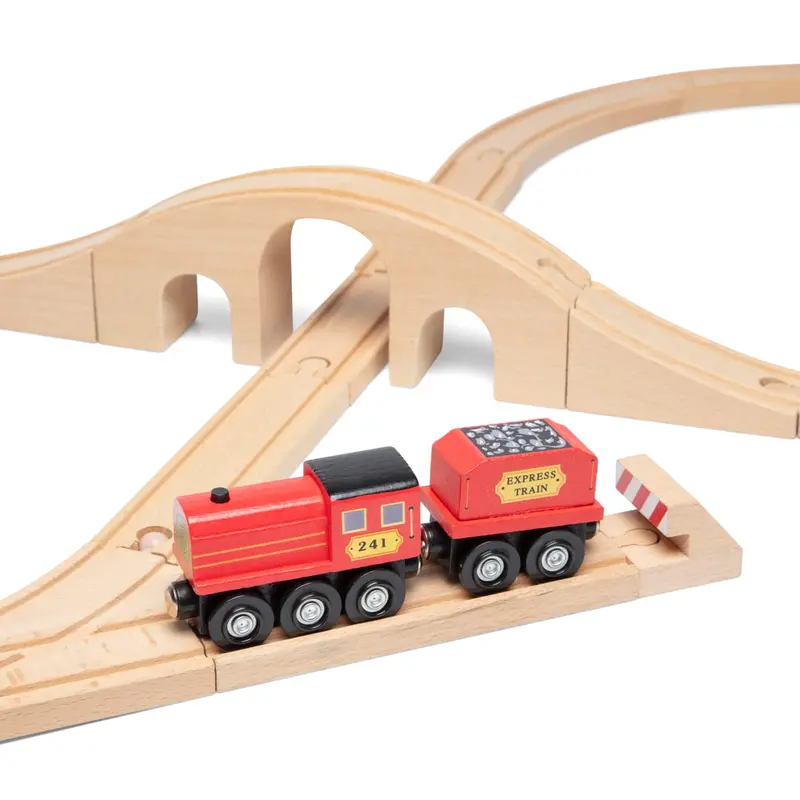 Figure-Eight Wooden Train Set – Classic Layout With Track Variations 1