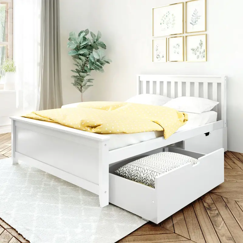 Full-Size Slatted Bed With Integrated Storage Compartments 1