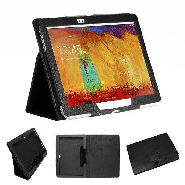 Genuine Leather Folio Stand Cover For Samsung Galaxy Note 10.1 (2014) 1