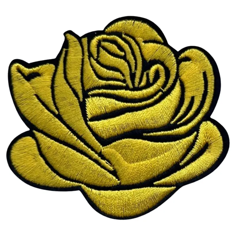 Golden-Yellow Rose Floral Iron-On Embroidered Patch 1