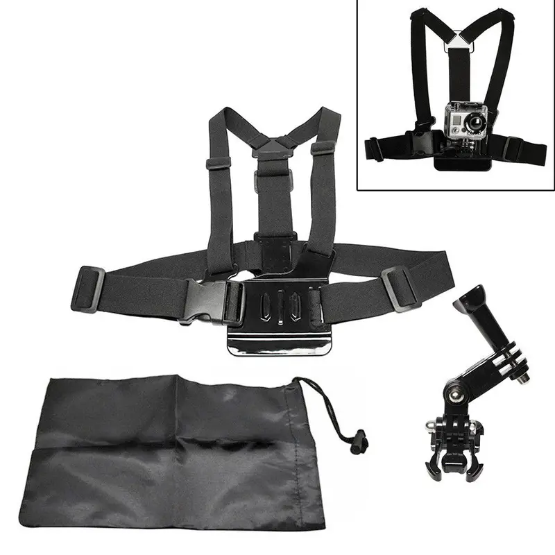Gopro Chest Strap With 3-Way Mount And Complimentary Protective Pouch – Compatible With Hero 2–4 And Session 1