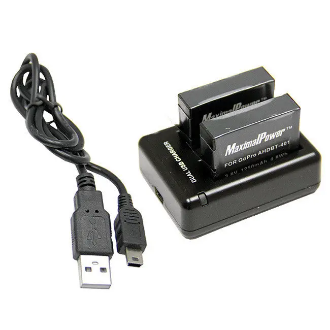 Gopro Hero4 Dual-Battery Pack With Smart Charger And Free Monopod Selfie Stick 1