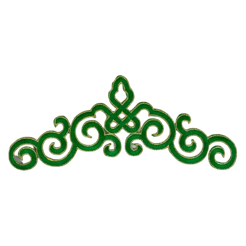 Green Venetian Lace Sequin Iron-On Appliqué Patch 1