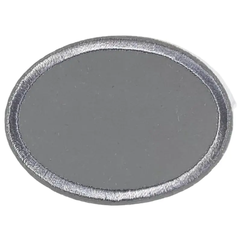 Grey Reflective Oval Iron-On Patch – High-Visibility Safety Emblem 1