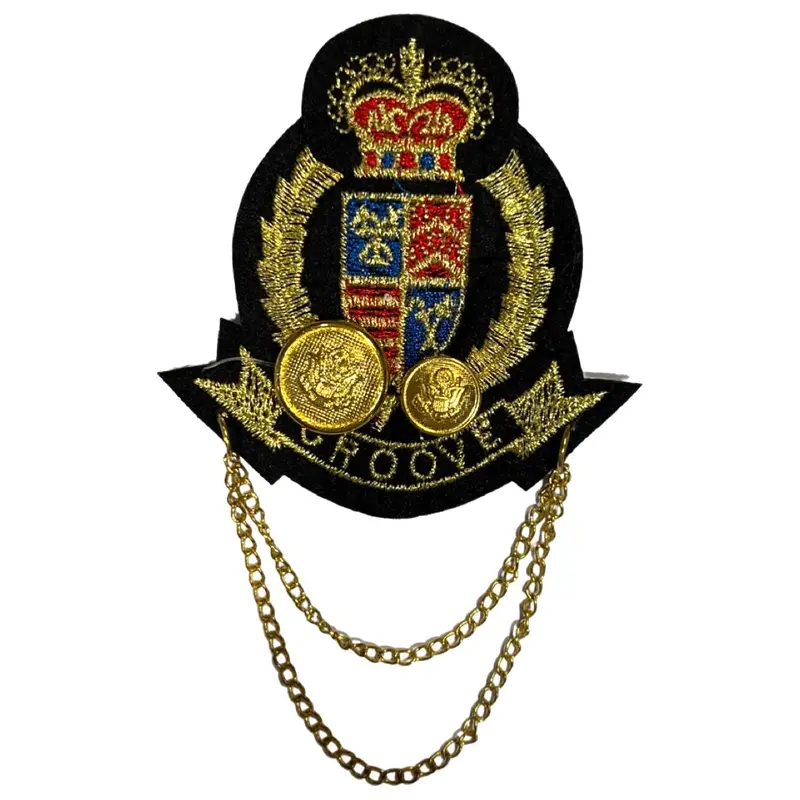 Grooved Shield Crest Enamel Brooch Patch 1