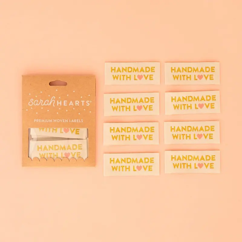 'Handmade With Love' Gold-Finish Woven Sewing Label 1