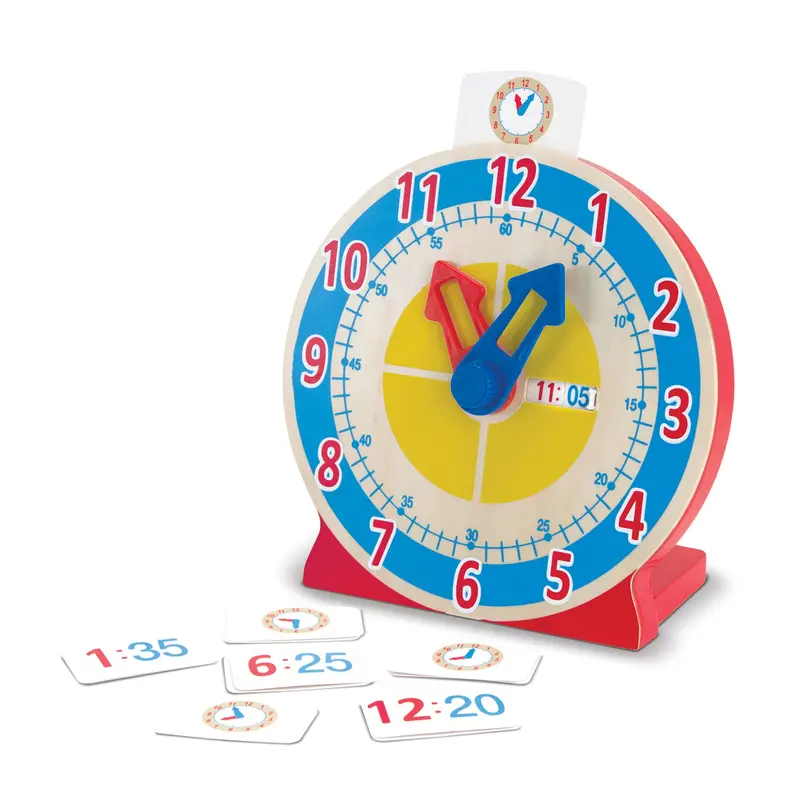 Hands-On Wooden Clock With Rotating Hands And Time-Telling Guide 1