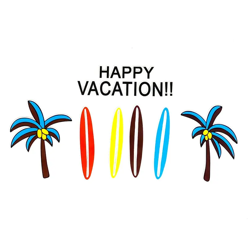 'Happy Vacation' Text Heat-Applied Embroidery Patch 1