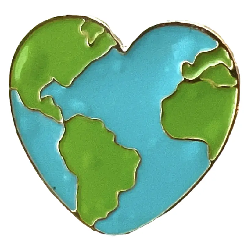 'I Love Earth' Enamel Pin Featuring Planet Earth Graphic 1