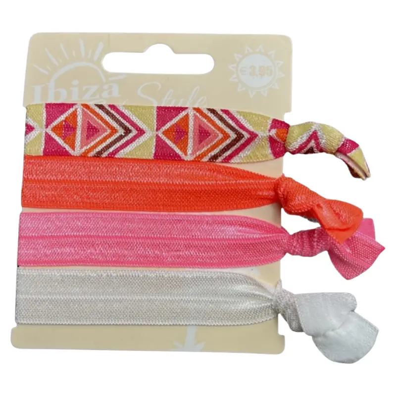 Ibiza-Inspired Hair Tie – Aztec Print In Pink, Orange & White 1