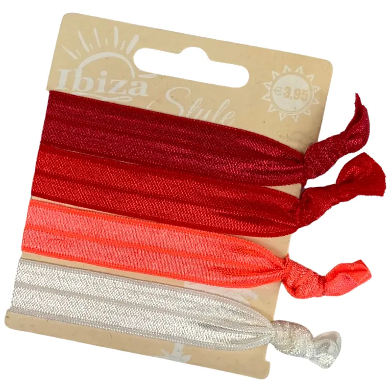 Ibiza-Inspired Hair Tie – Red, White & Orange Combo 1