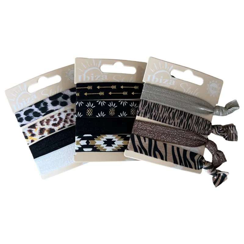 Ibiza-Style Hair Tie Bracelet Set With Elastic Bands And 3 Luxury Cards 1