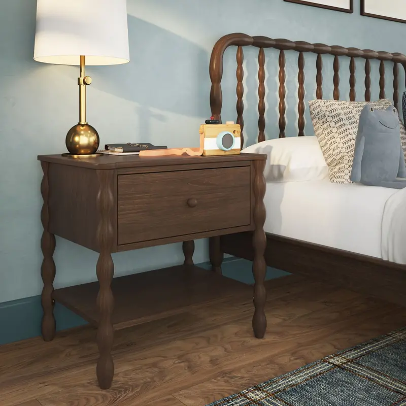 Jenny Nightstand With Open Shelf – Slim Profile & Rustic Charm 1