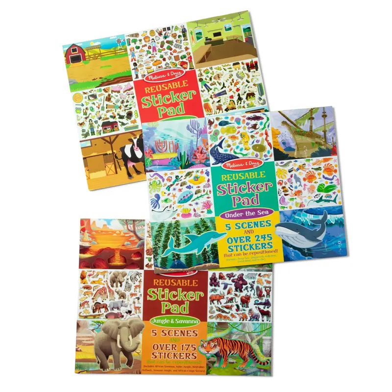 Jungle, Farm & Under-The-Sea Reusable Sticker Pad (3-Pack) 1