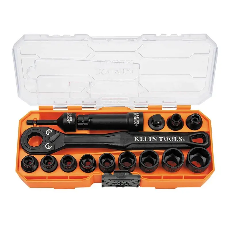 Klein Tools 65400 Knect 3/8" Drive Impact-Rated Pass-Through Socket Set (15-Pc) 1