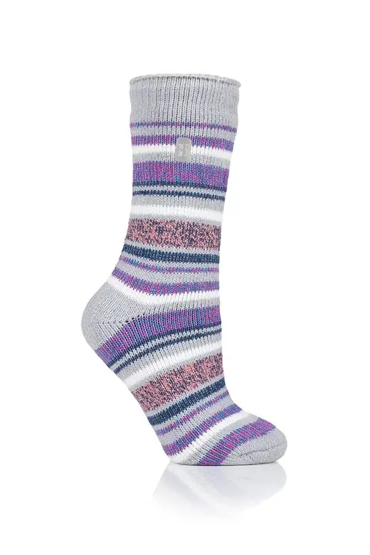 Ladies Heat Holders Twisted Stripe Abstract Socks 1