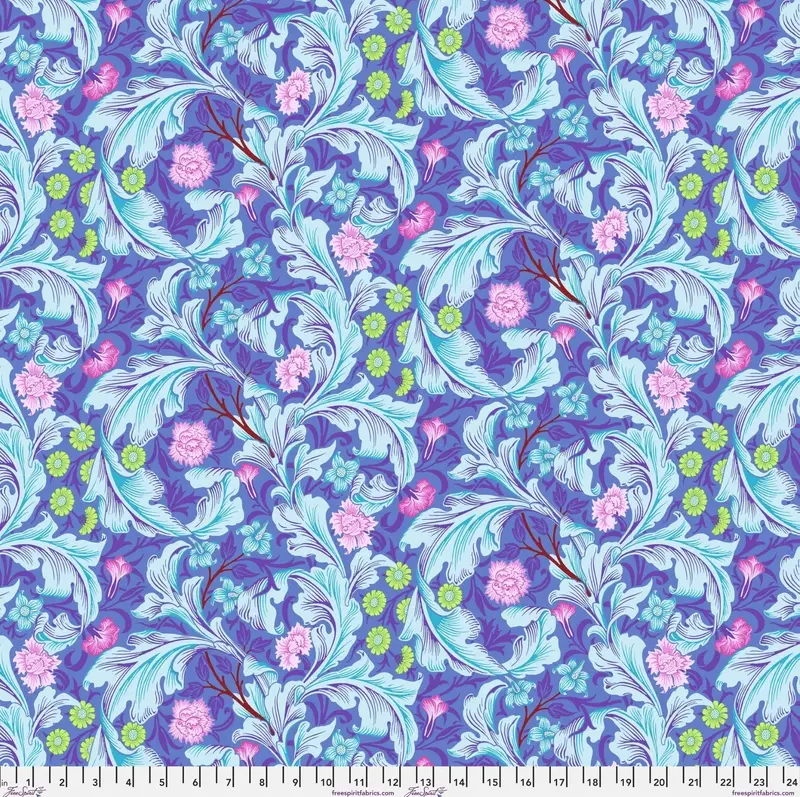 Leicester Floral Quilting Fabric – Cobalt Blue By Kaffe Fassett & Morris & Co. 1