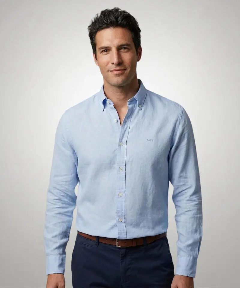 Light Blue Cotton-Linen Shirt 1