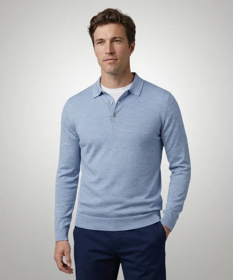 Light Blue Merino Wool Polo 1