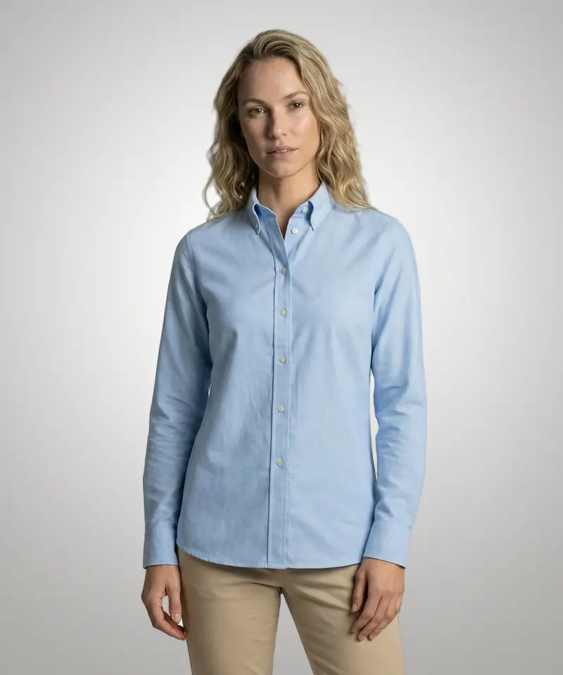 Light Blue Stretch Oxford Blouse 1