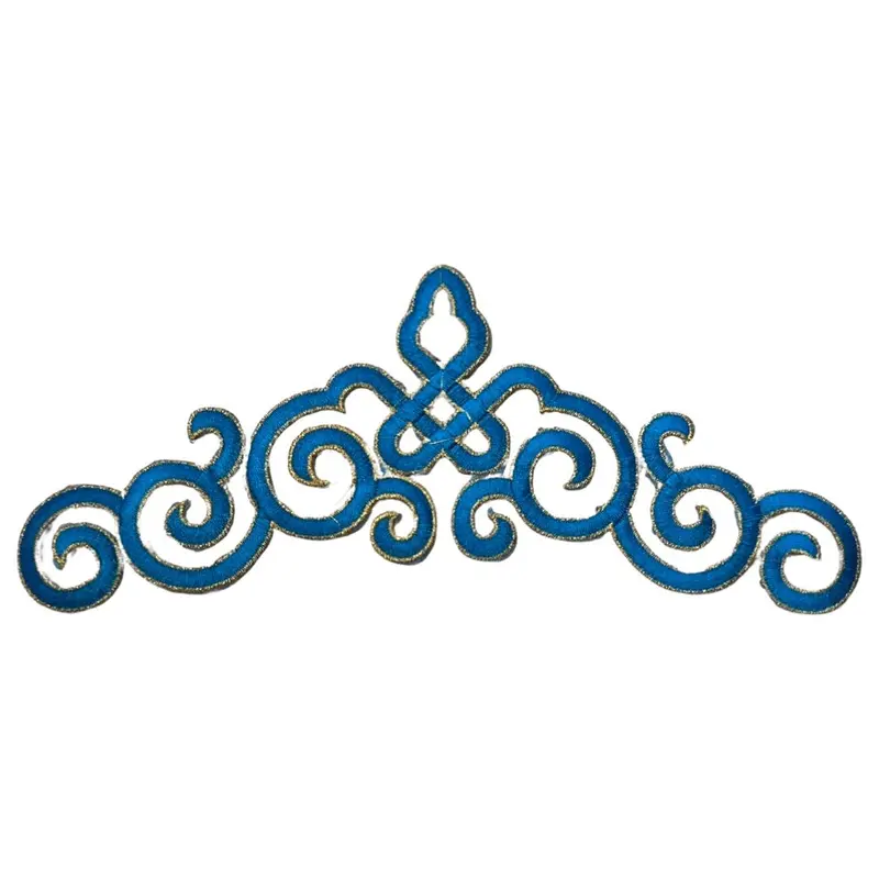 Light Blue Venetian Lace Sequin Iron-On Appliqué Patch 1