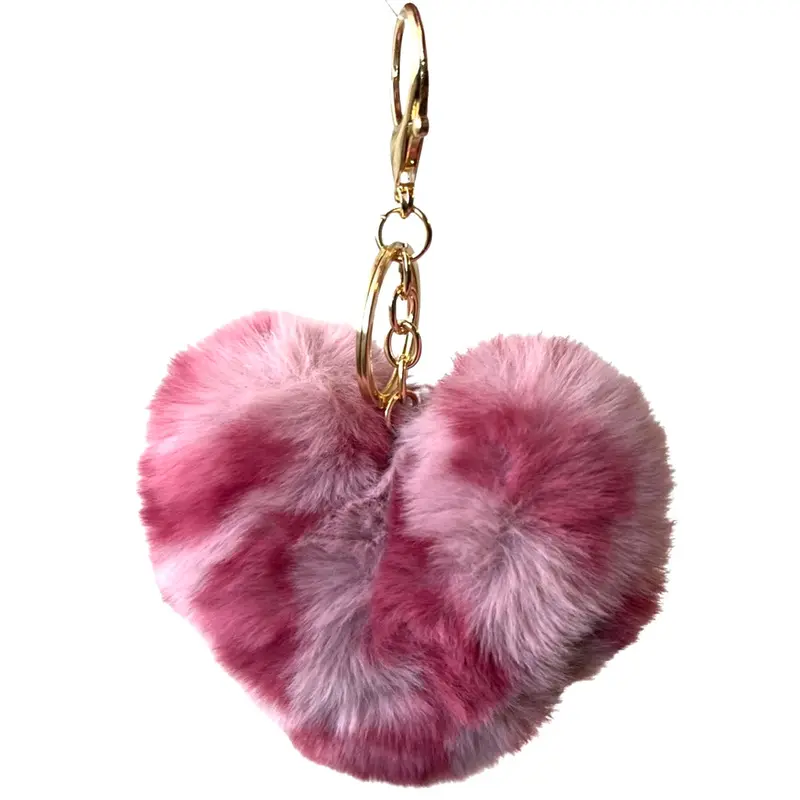 Lilac & Pink Leopard-Print Heart Plush Bag Charm 1