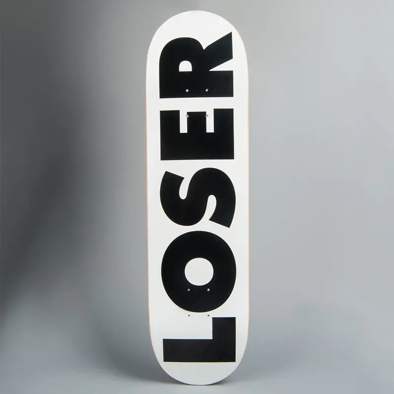 Loser Skateboard Deck – White Base, Black Graphic, 8.5" 1