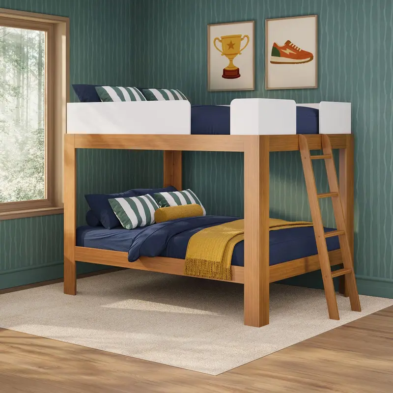 Mid-Century Modern Full-Over-Full Bunk Bed With Retro Styling 1