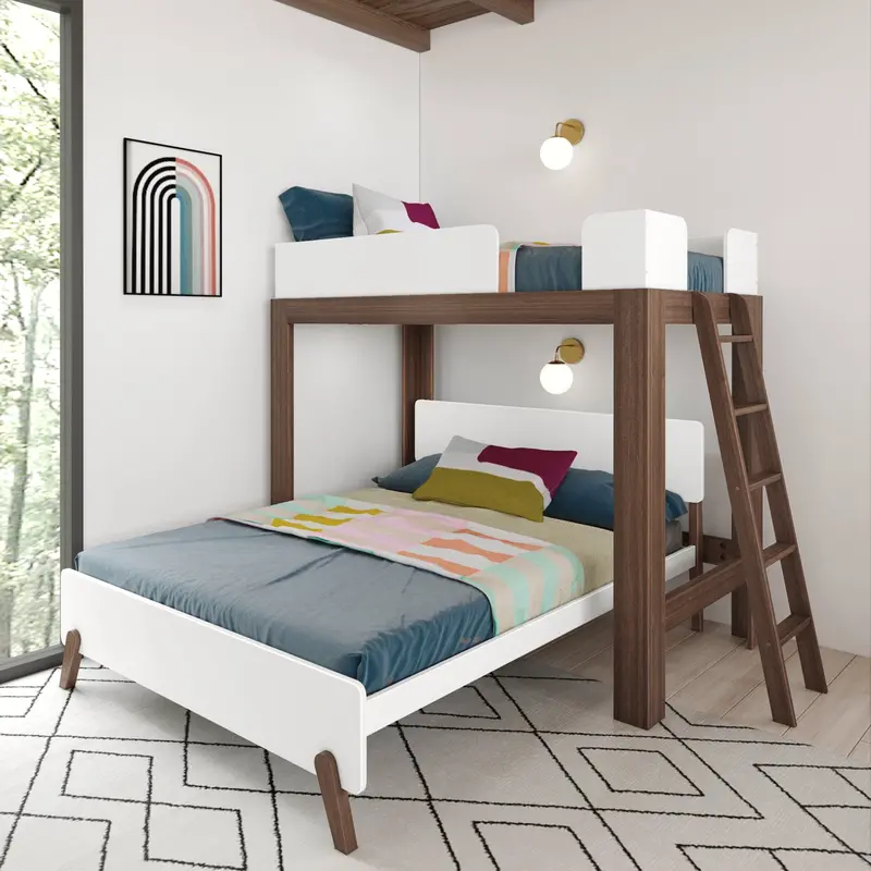 Mid-Century Modern L-Shaped Twin-Over-Queen Bunk Bed 1