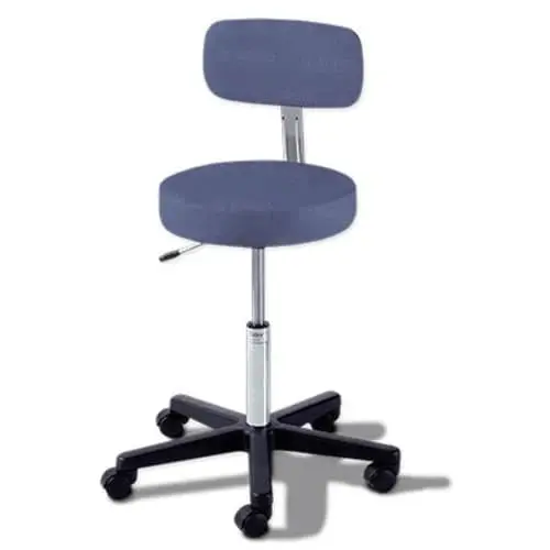 Midmark 273-001-855 Pneumatic Adjustable Stool – Soothing Blue With Backrest 1
