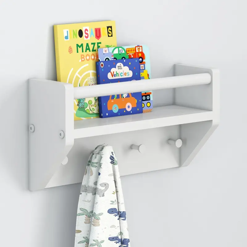 Minimalist Wall Shelf With Integrated Peg Hooks 1