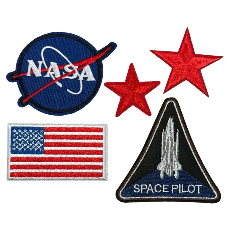 Nasa Space Pilot Iron-On Patch Set – 5-Piece Astronaut-Themed Collection 1