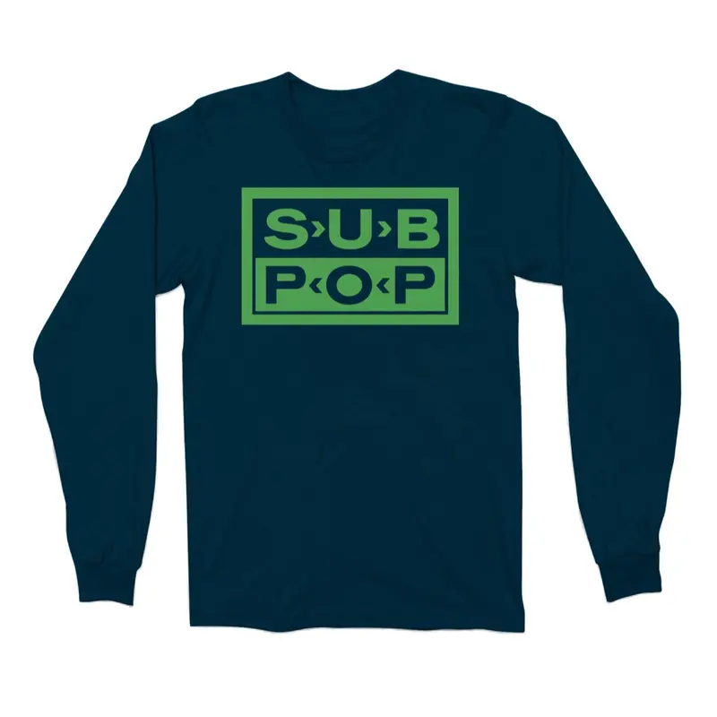 Navy Logo Tee With Green Long Sleeves 1