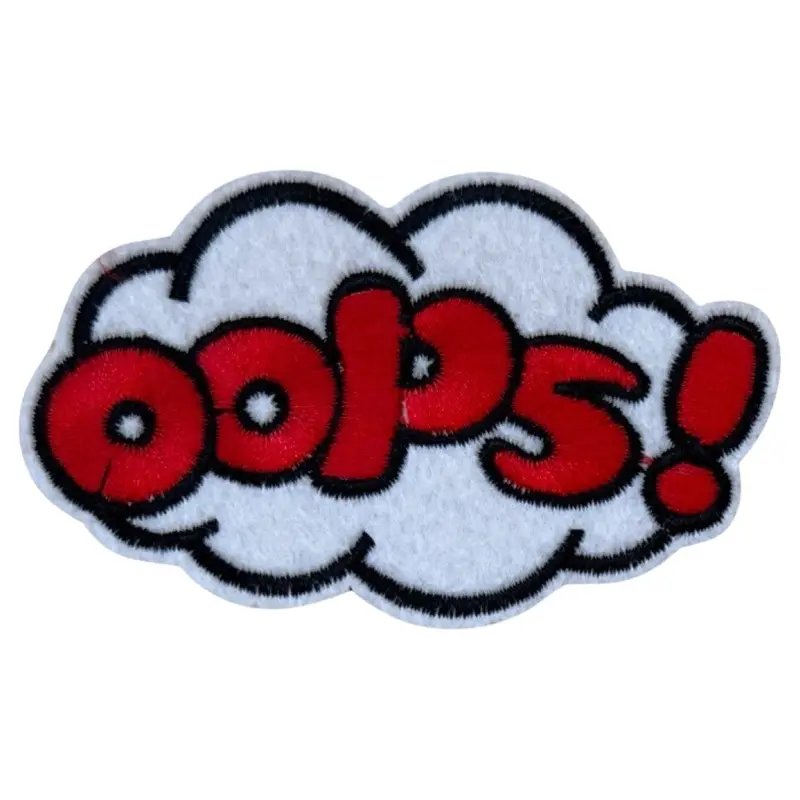 'Oops!' Speech Bubble Iron-On Patch – Playful Mistake Motif 1