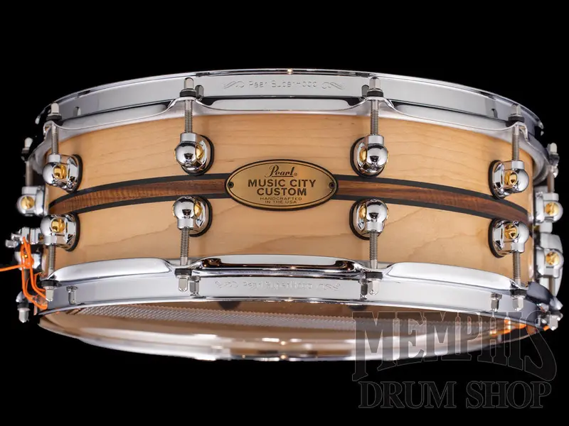 Pearl Music City Custom 14X5" Limited-Edition Solid Maple Snare Drum With Canarywood Inlay 1