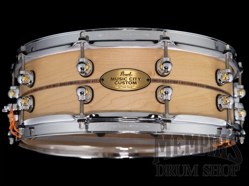 Pearl Music City Custom 14X5" Solid Maple Snare Drum With Kingwood Center Inlay 1