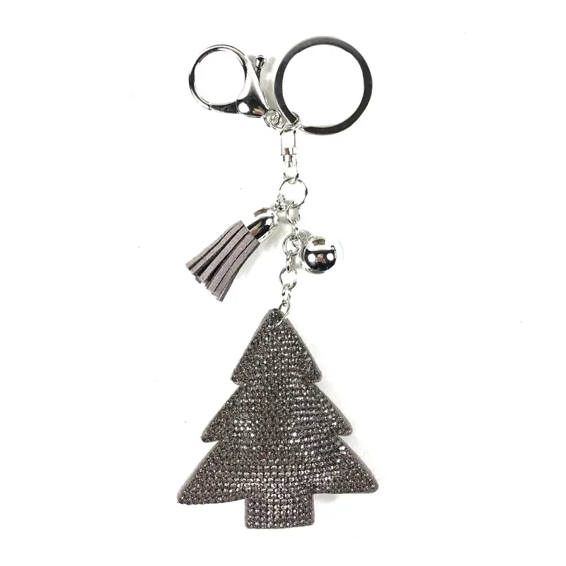 Pine Tree Christmas Keychain With Rhinestone Accents 1
