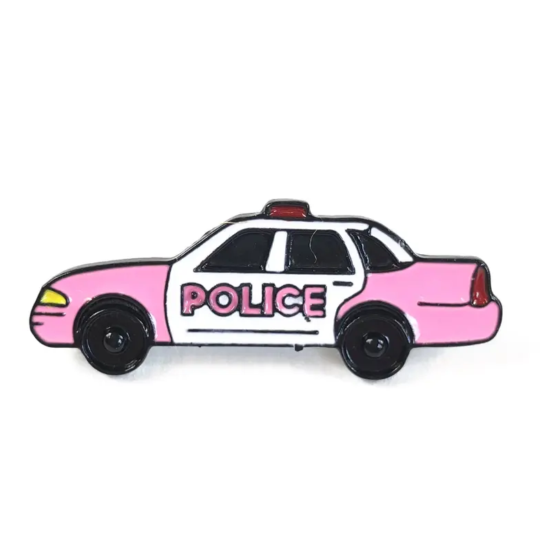 Pink Police Car Enamel Lapel Pin With 'Police' Text 1