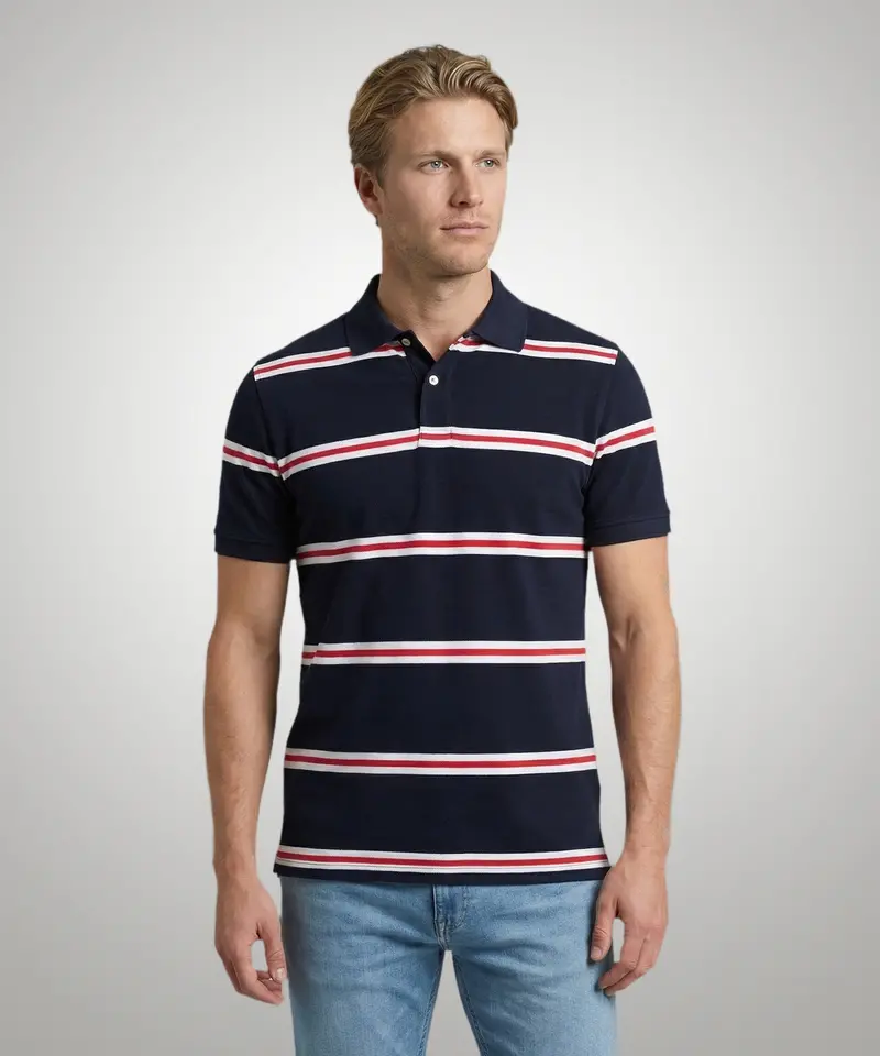 Pique Polo Shirt In Navy – Streep Style 1