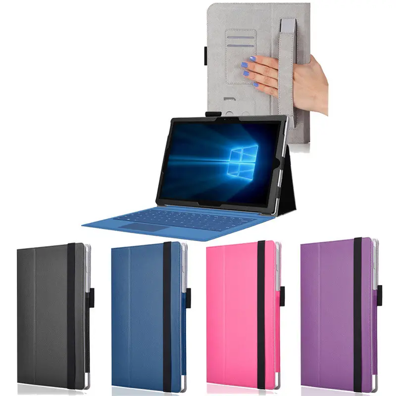 Premium Leather Folio Case With Built-In Stand For Microsoft Surface Pro 4 (12.3") 1