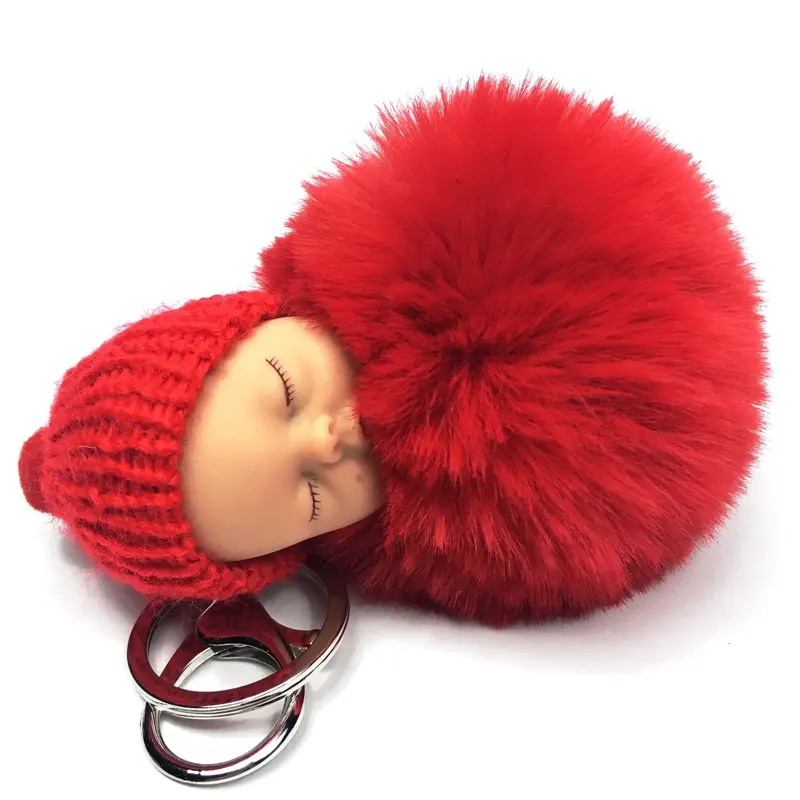 Red Baby Pom-Pom Keychain 1