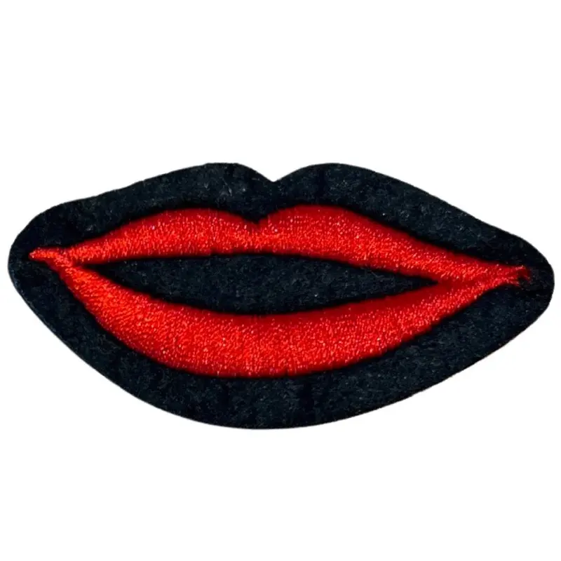 Red Lip Mouth Embroidered Sew-On Patch 1