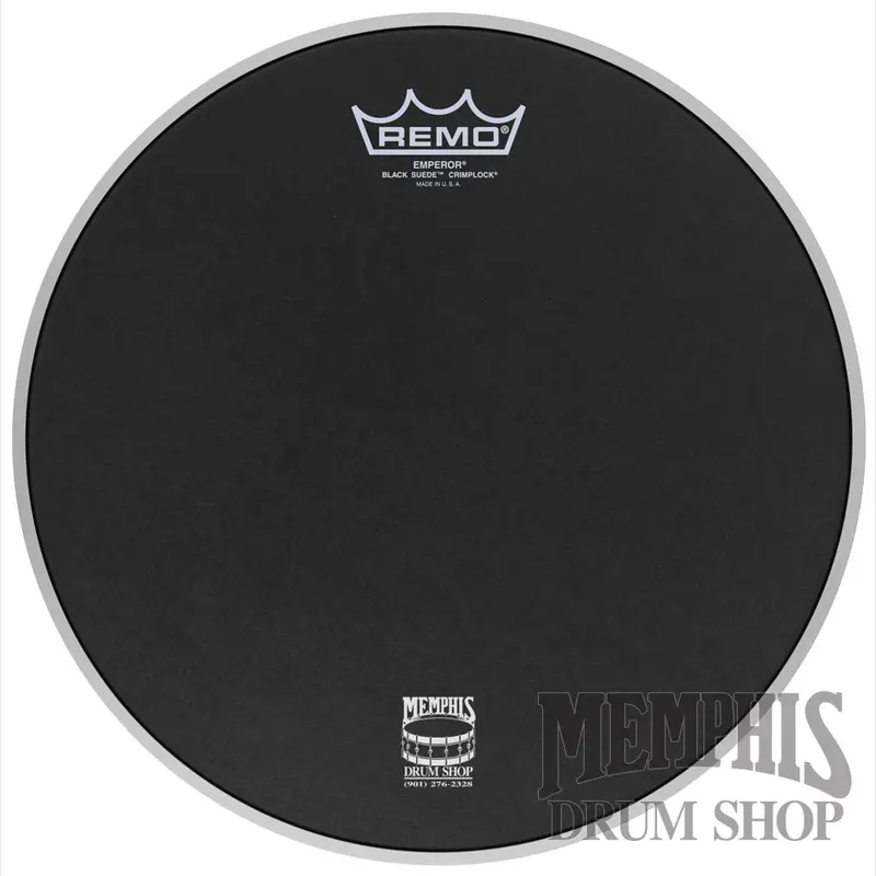 Remo Black Suede Emperor Marching Drumhead – 6" Crimplock Design 1