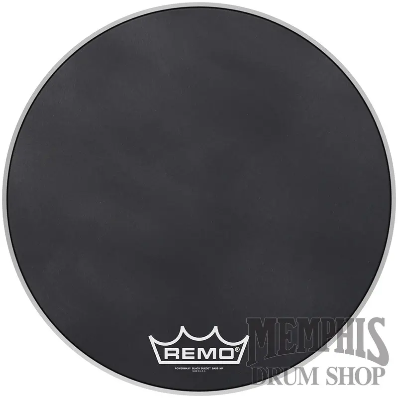 Remo Powermax Black Suede 20" Crimplock Marching Bass Drum Head 1